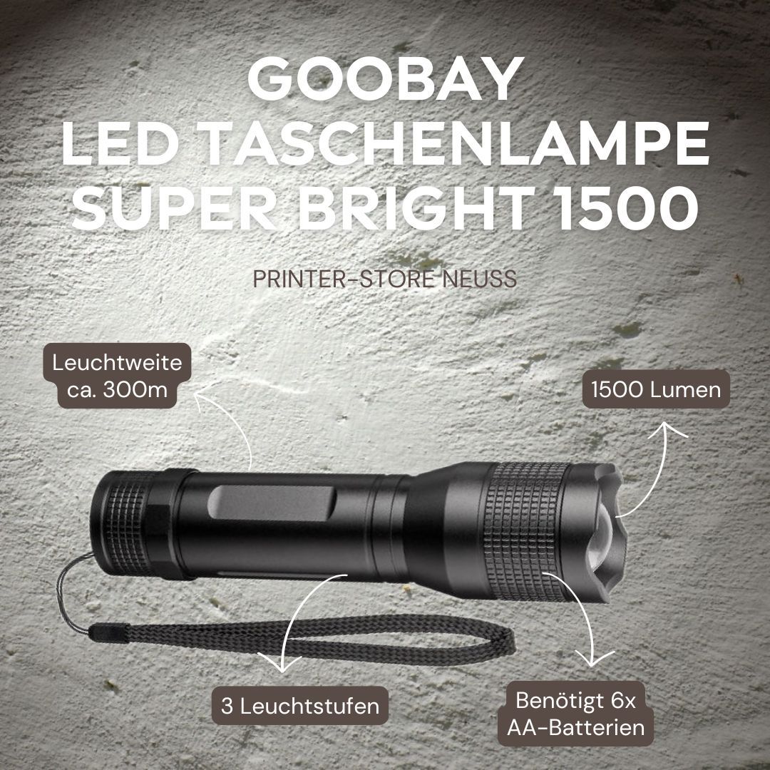 🔦Goobay High Power LED Taschenlampen Superhell und mit robustem Aluminium-Gehäuse. 32,95€