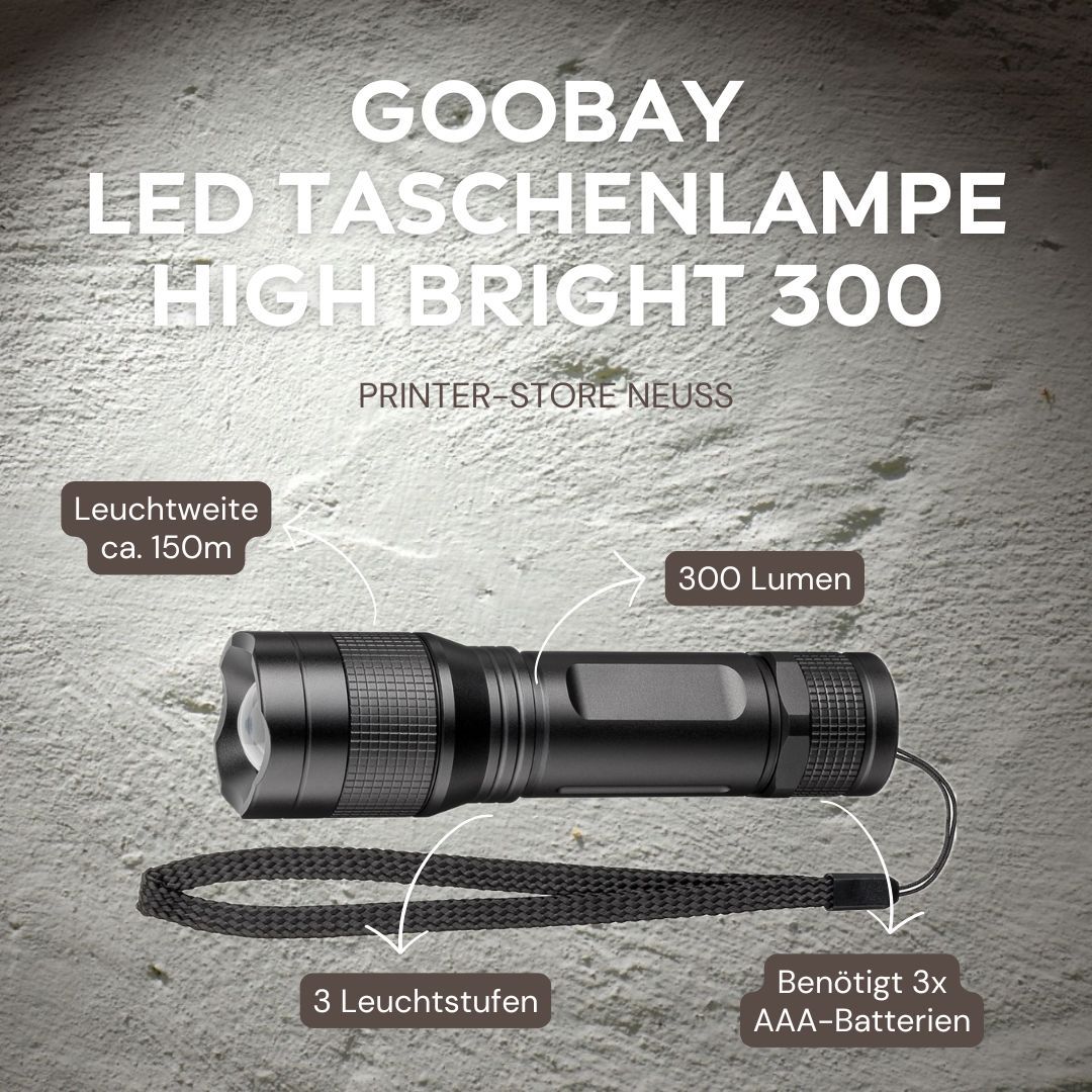 🔦Goobay High Power LED Taschenlampen Superhell und mit robustem Aluminium-Gehäuse. 19,95€