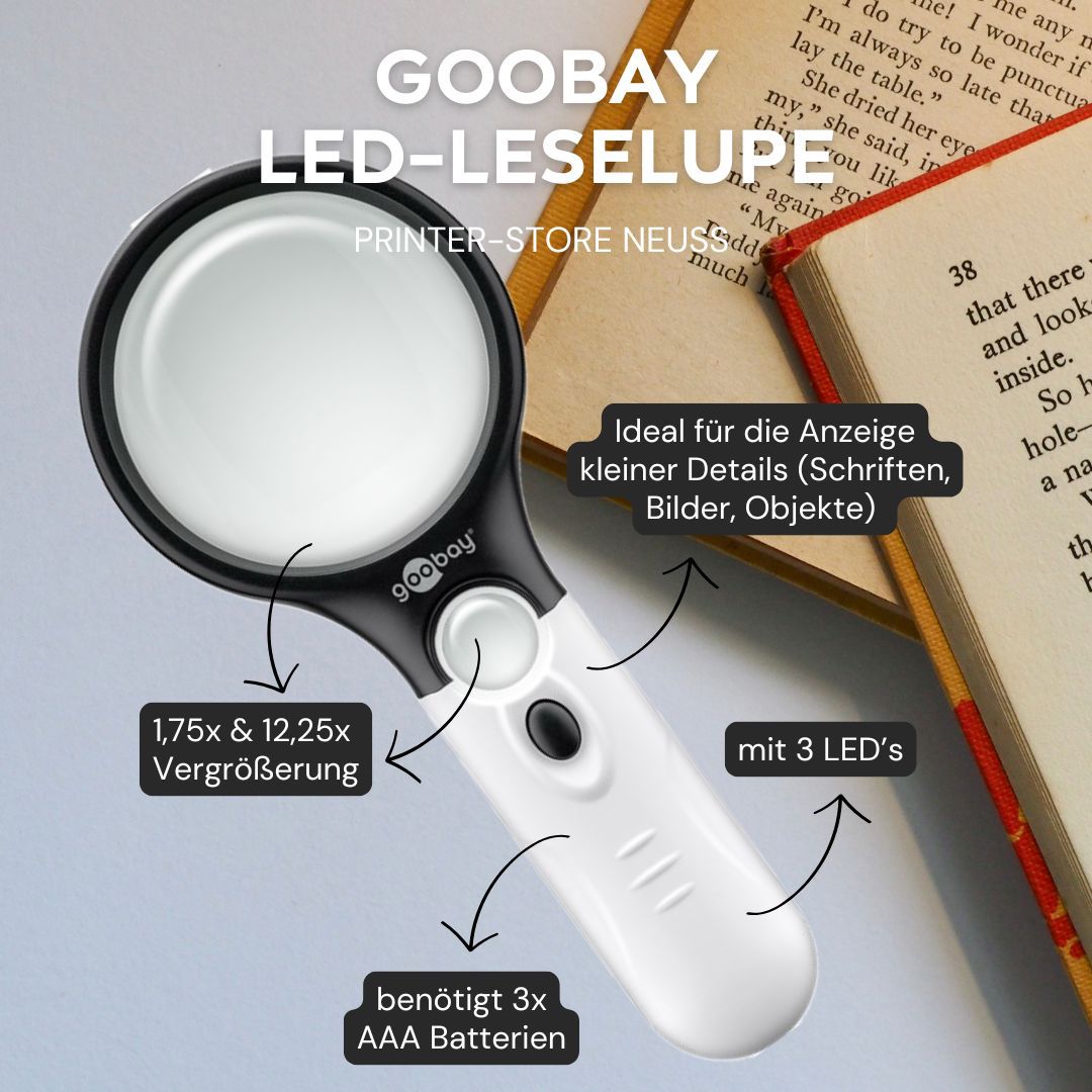 💻 Goobay Leselupe - mit 2 Linsen und LED-Beleuchtung. 9,95€
