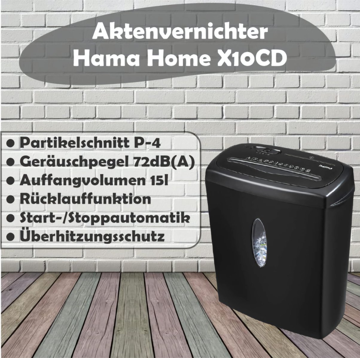 👉 𝗛𝗮𝗺𝗮 𝗔𝗸𝘁𝗲𝗻𝘃𝗲𝗿𝗻𝗶𝗰𝗵𝘁𝗲𝗿 𝗫𝟭𝟬𝗖𝗗 Ideal für private Unterlagen oder ein kleines Büro. P-4 Partikelschnitt (4x40mm) für hohen Datenschutz.