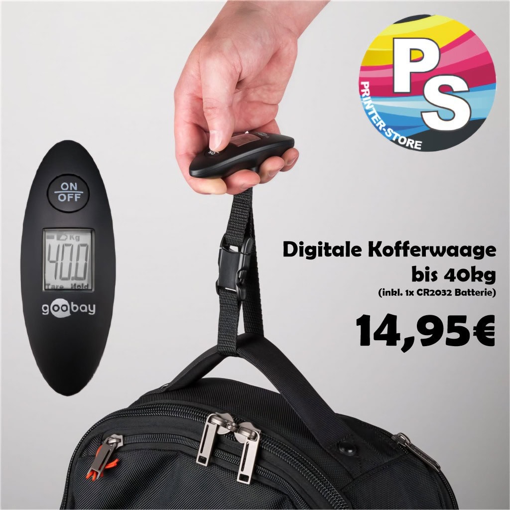 Digitale Kofferwaage - 14,95€ (inkl. 1x CR2032 Batterie) für ein Gewicht bis 40kg
