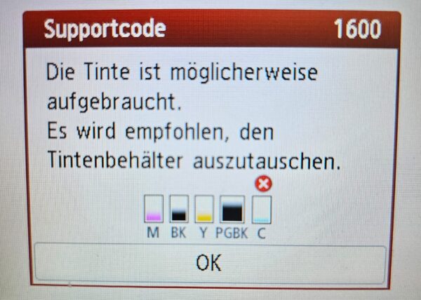 kein Schwarzdruck auch wenn andere Farbe leer ist