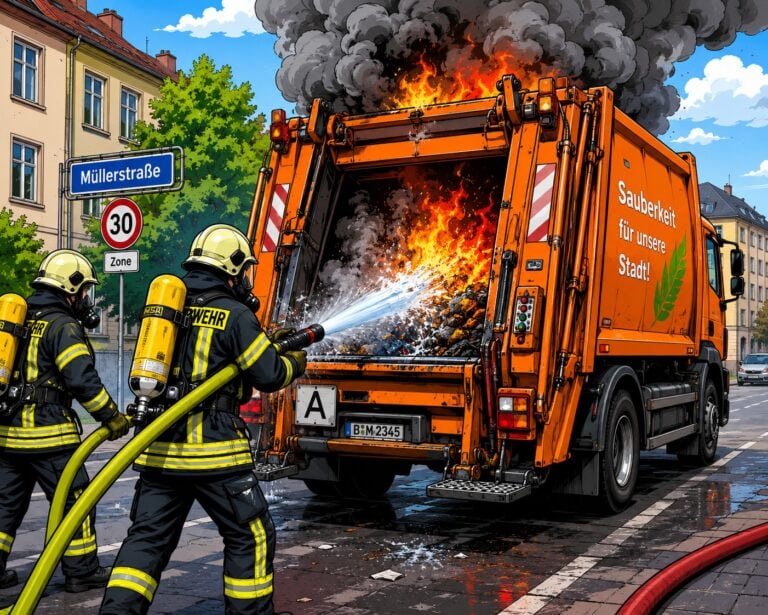 Brennende Lithium Akkus im Hausmüll